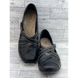 Clarks Ashland Spin Q Shoes Womens Size 8 Black Leather Comfort Mary Jane
